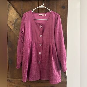 Soft Surroundings Magenta Button-Up Jacket